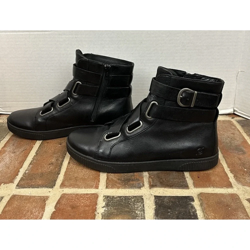 Born Sophia Leather High Top Boots Sneakers Black Women's 11 Edgy Gorpcore - Picture 3 of 6